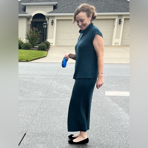 Eileen Fisher Ribbed Merino Wool Knit Top and Midi Skirt Set; fits Size 6 - Picture 10 of 13